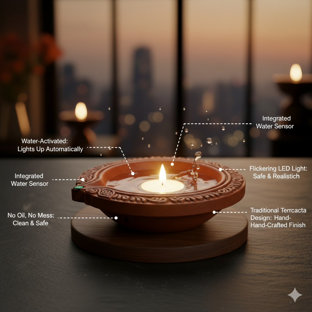 LED Light Water Sensor Diyas Plastic with, Ambient Lights, (Pack of 6/12/18/24)