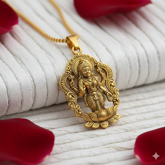 Gold Plated Laxmi Mataji Pendant with Chain