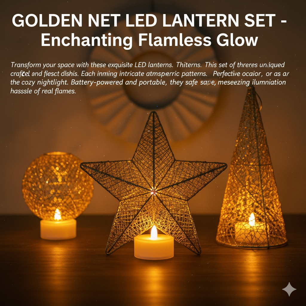 Golden Net LED Tealight Candle Lanterns Star 6 pcs