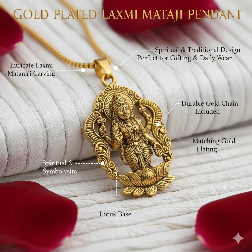 Gold Plated Laxmi Mataji Pendant with Chain